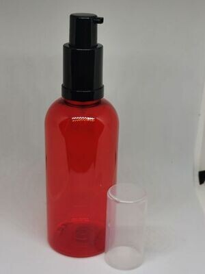 250mL AMBER (Red) Plastic( PET) Boston Bottle with Black Foamer with Clear Overcap - BULK 10 Pcs