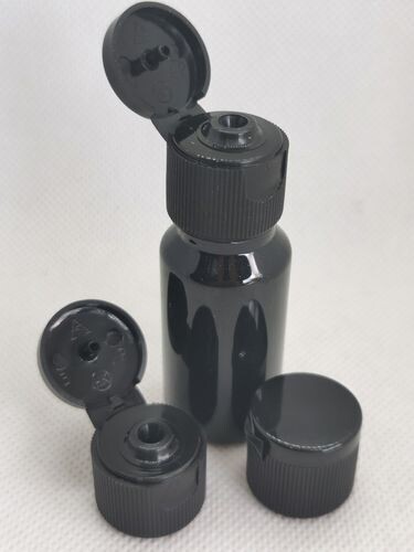 18mm Black Ribbed Flip Cap - Suite 18mm Neck PET Plastic Bottles - PACK of 50