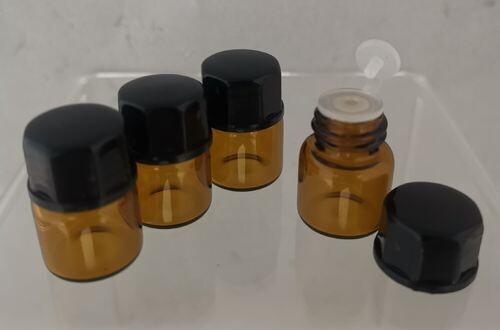 1mL (1/4 Dram) Amber Glass vials with Orifice & Black Cap