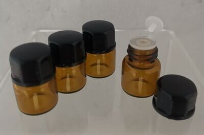mL (1/4 Dram) Amber Glass Vial with Oriface & Black Cap- BULK Pack 72pcs