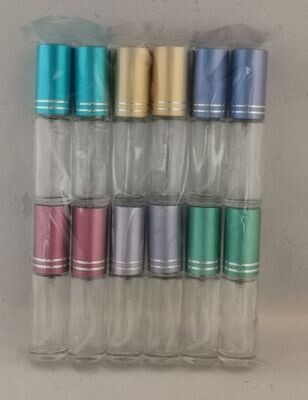 5 ml Clear Thick Glass Atomizers - BULK 12 Pack ( Random Anodised Coloured Caps )