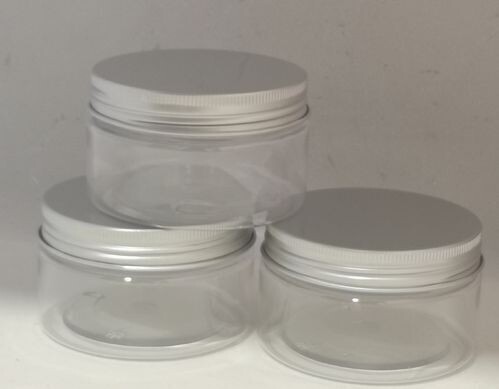 100mL Clear PET (Plastic) Balm Cream Pots with Silver Metal Screw Cap