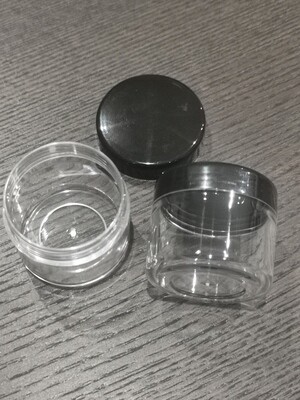 20gm Clear Sample and Black Cosmetic Makeup Face Cream Lip Balm Plastic Containers - PACK of 10
