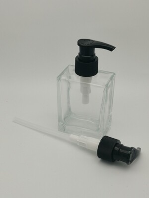 100mL Clear Rectangle  Glass with Black Lotion/Soap Pump - PACK OF 10