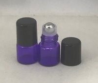1ml Cobalt Blue Glass Rollon with Metal Roller Ball and Black Cap