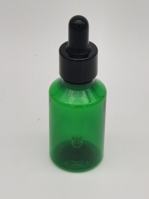 30ml PET(Plastic) 18/410 - 18mm Neck GREEN - With Black Cap & Teat Dropper - SINGLE BUY
