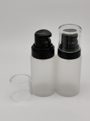 50ml Frosted Plastic with 24410 Neck BLACK PRESS PUMP & CLEAR OVERCAP Pack 10 Pcs