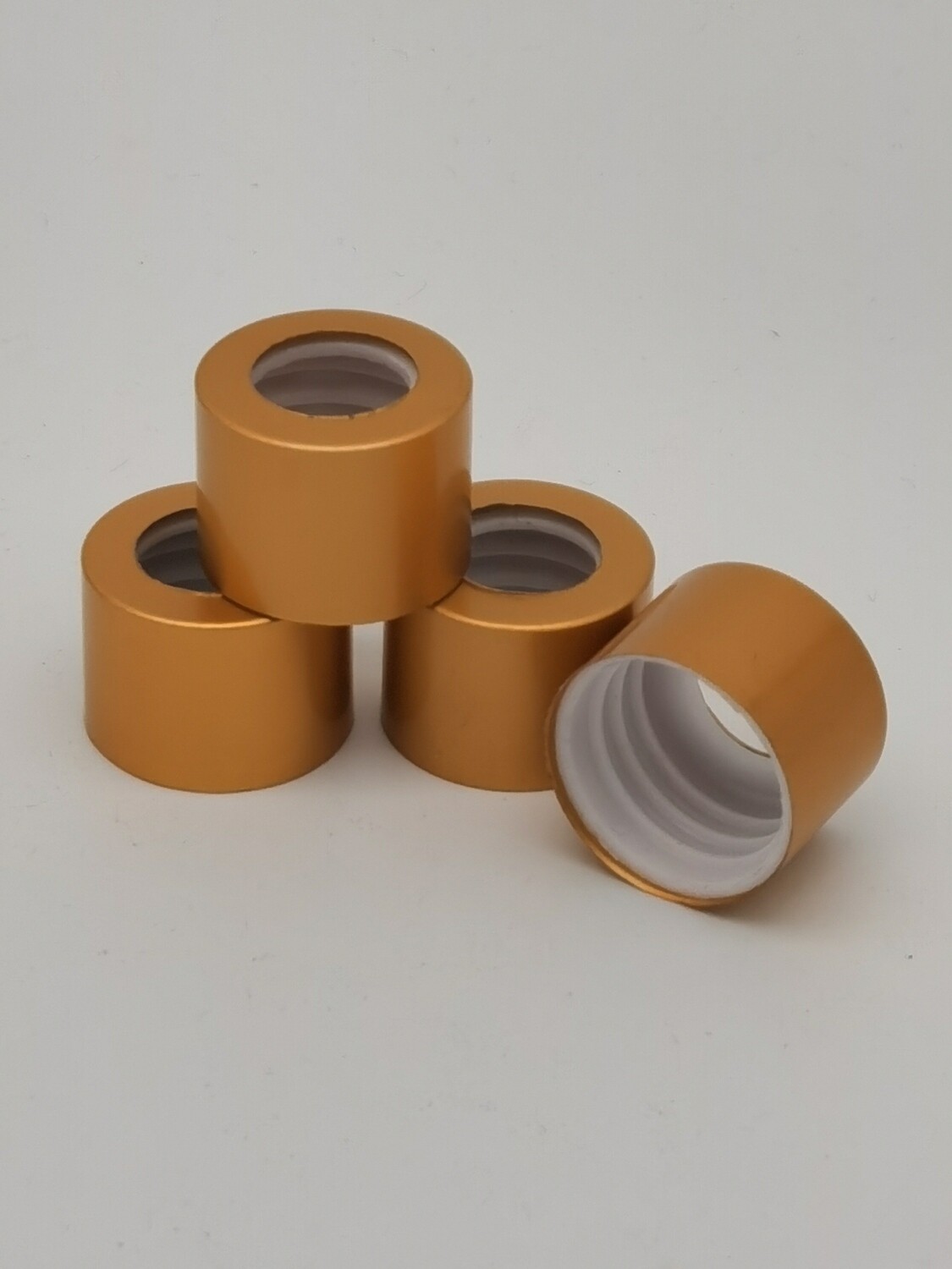 18mm GOLD (#1) Alumina Dropper Caps (Fits 5ml to 100ml Bostom 18mm Necks) - BULK Pack 100 Pcs