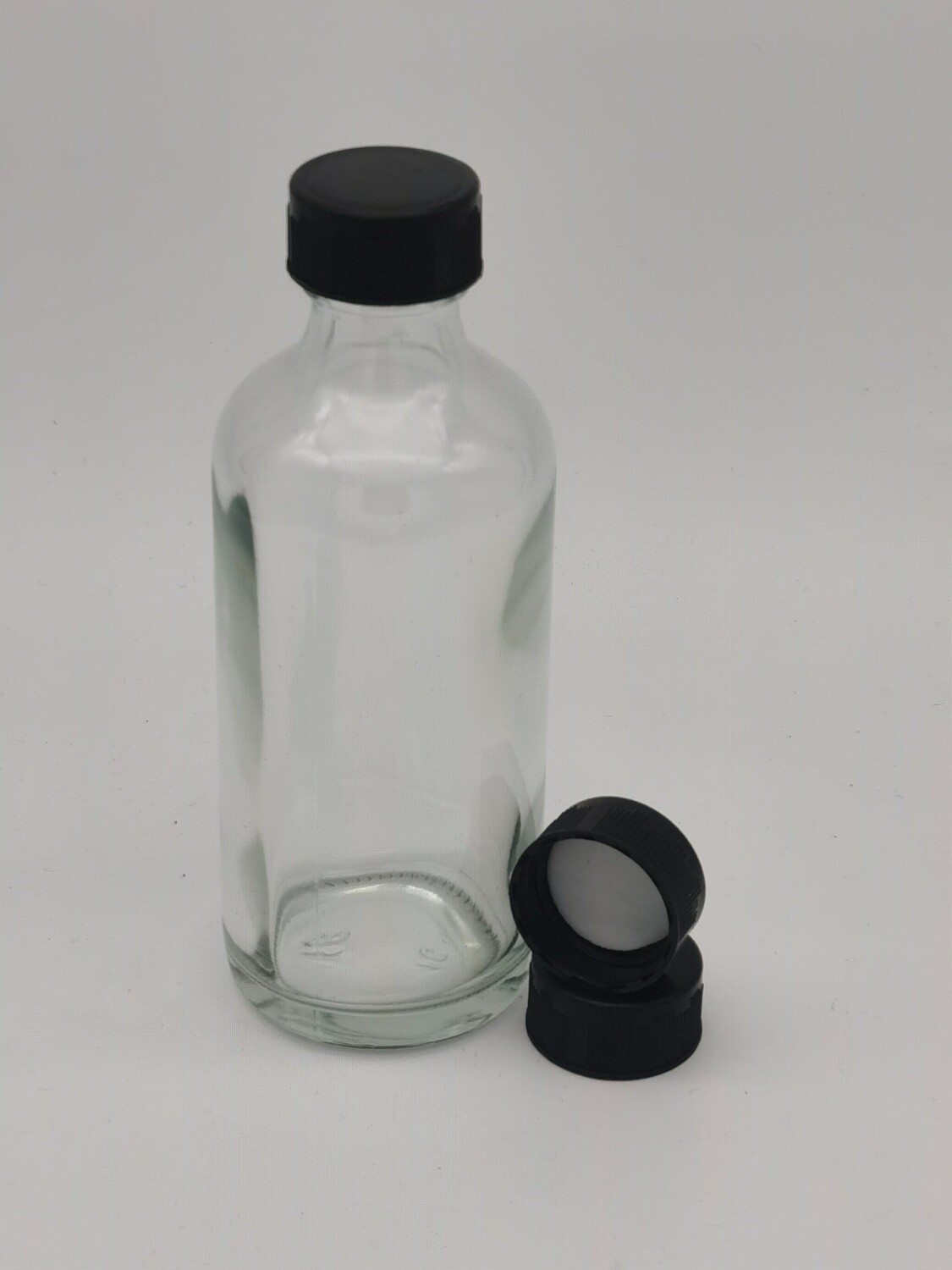 100ml  Fruit Juice Round Flint Glass Bottle & FREE 22mm Black Cap (134 Pcs)