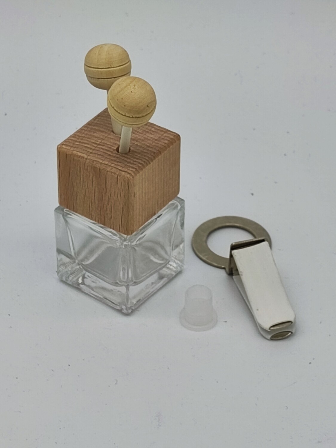 10ml Car Diffuser - Timber Cap & Glass Base with Vent Clip