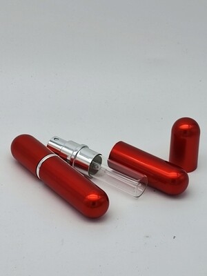 5mL Perfume Glass & RED METAL Covered Refillable Atomiser  - TWIN PACK