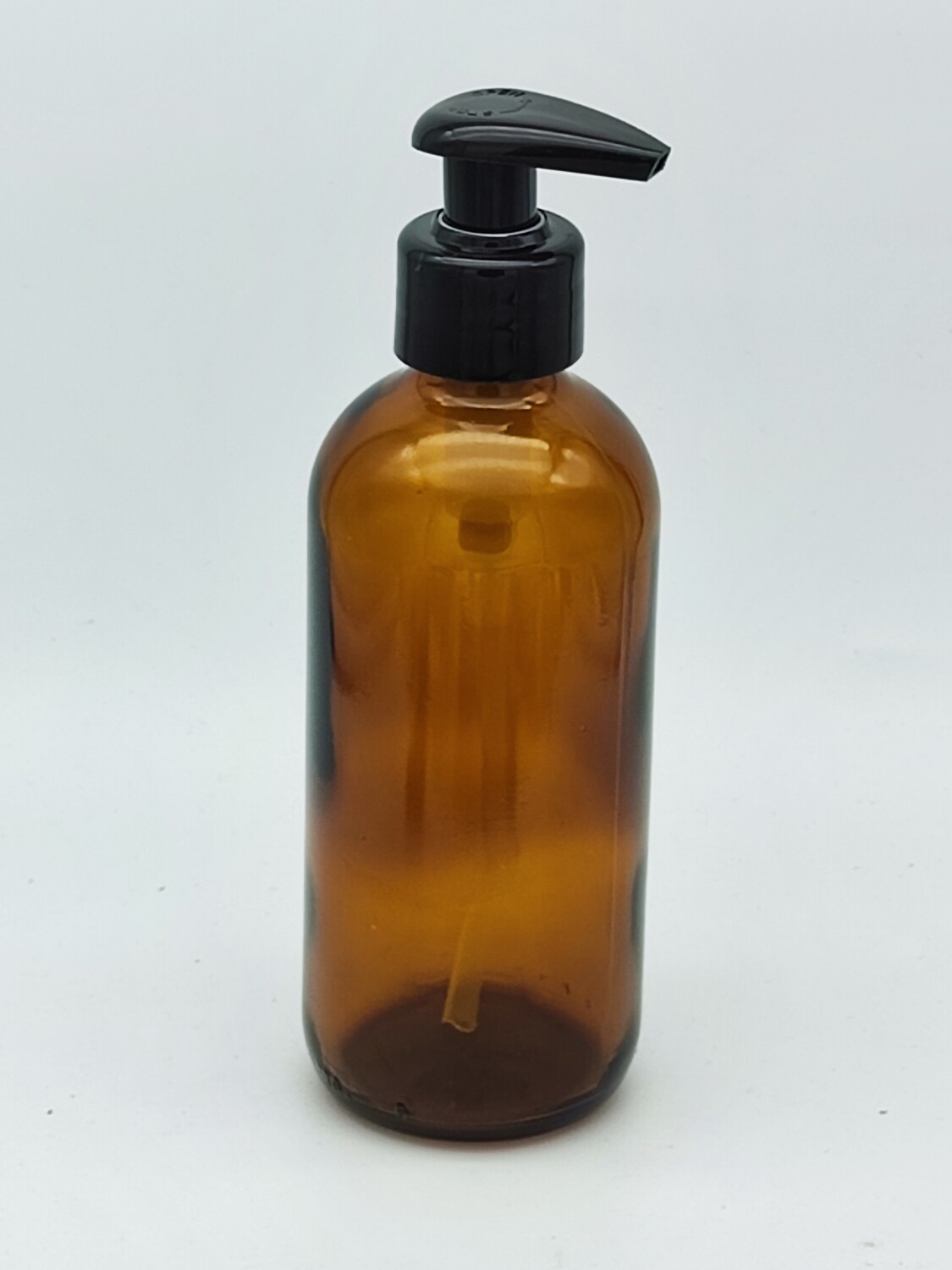 240mL Amber Glass with BLACK (Twist Lock) Lotion Pump - Bulk 10 Pcs