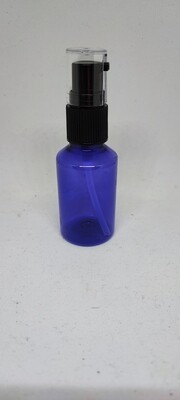 30mL Black Serum Pump & Clear Over cap with Cobalt Blue PET(Plastic) 18mm Neck Bottle - PACK of 10
