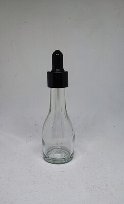 30mL WAIST GLASS with Black Cap & Teat DROPPER SET  - SINGLE BUY