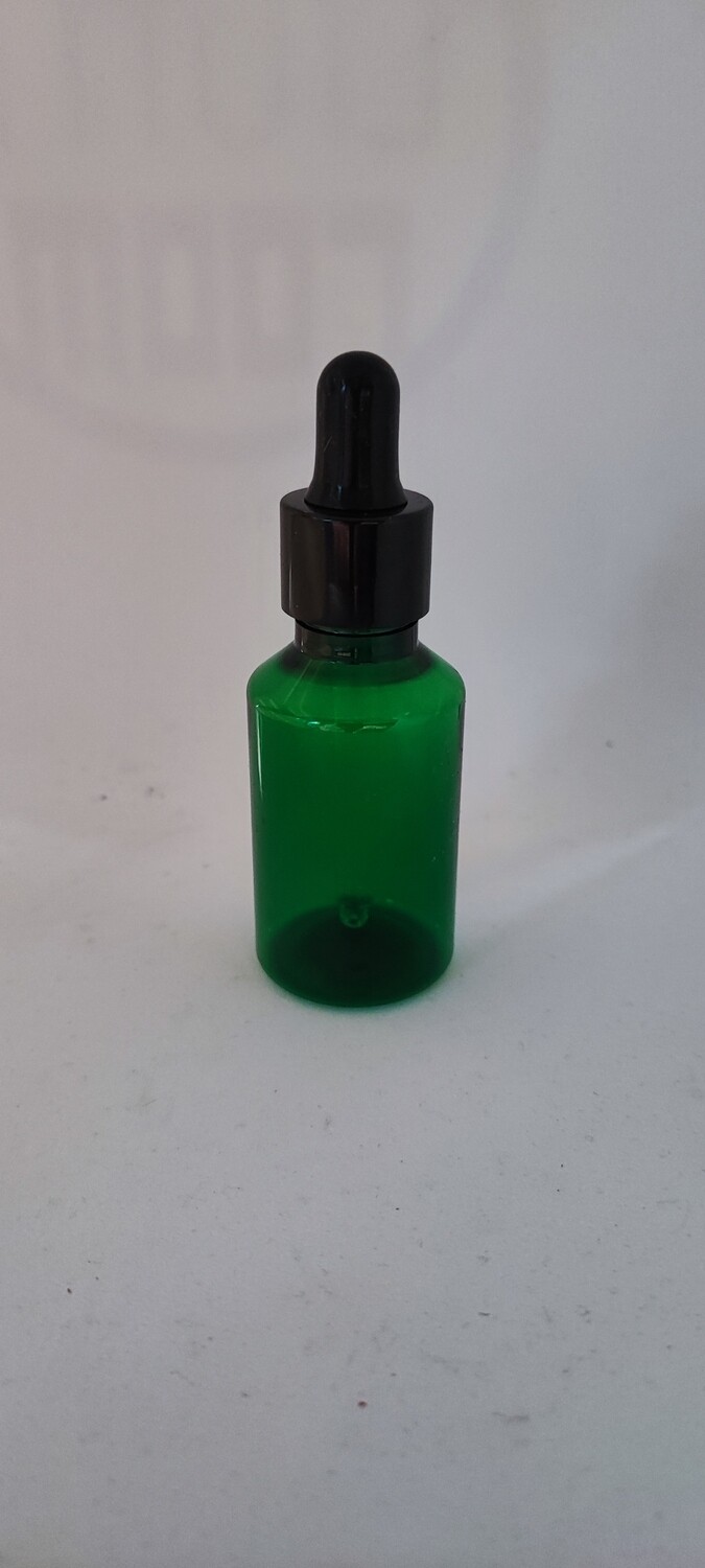 30mL PET(Plastic) GREEN Bottle BLACK Cap BLACK Teat + Dropper - 20 Pcs (Pre-Assembled)