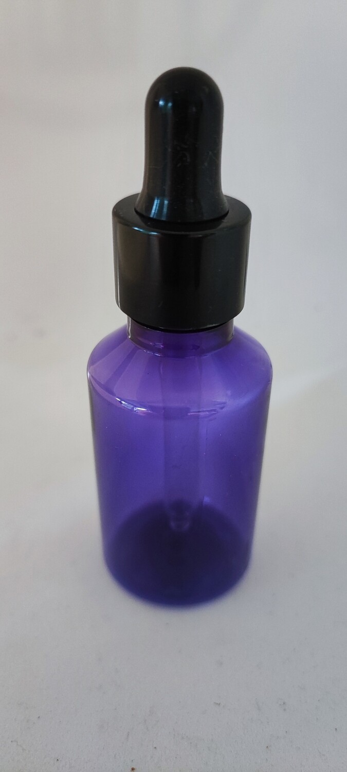 30mL PET(Plastic) VIOLET Bottle BLACK Cap BLACK Teat + Dropper - 20 Pcs (Pre-Assembled)