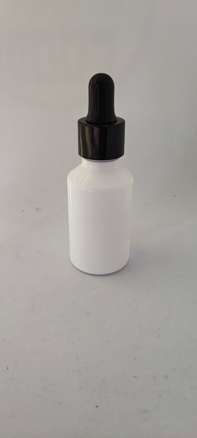 30mL PET(Plastic) WHITE Bottle BLACK Cap BLACK Teat + Dropper - 20 Pcs (Pre-Assembled)