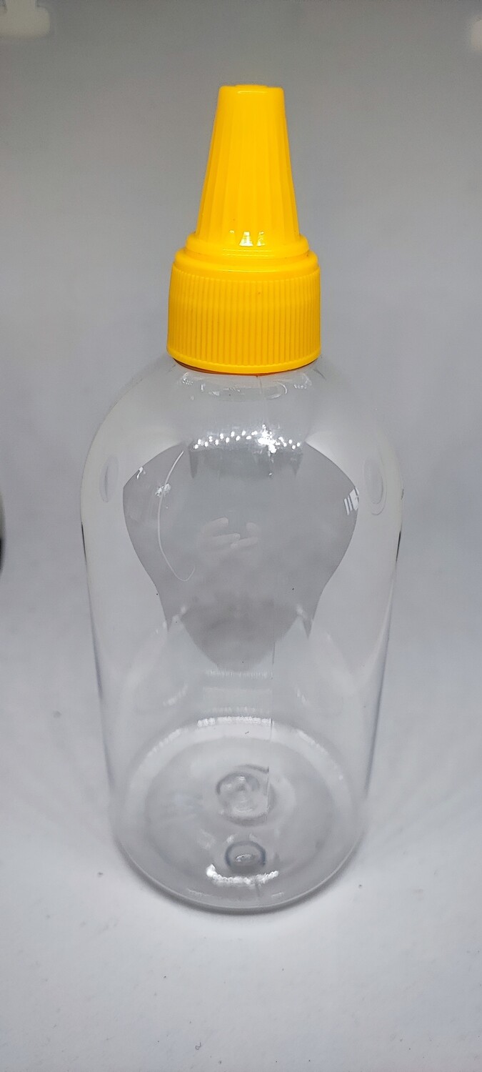 500mL SAUCE MUSTARD Clear SQUAT PET (Plastic) 28mm Neck Bottle with Easy flow Yellow Twist Cap- PACK of 10