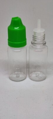 10mL Sample Dropper CLEAR PET(Soft Plastic) GREEN CAP - with Childproof Caps