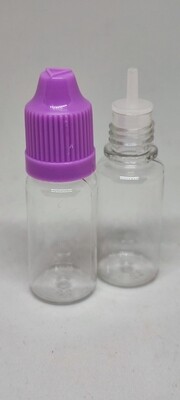 10mL Sample Dropper CLEAR PET(Soft Plastic) VIOLET CAP - with Childproof Cap