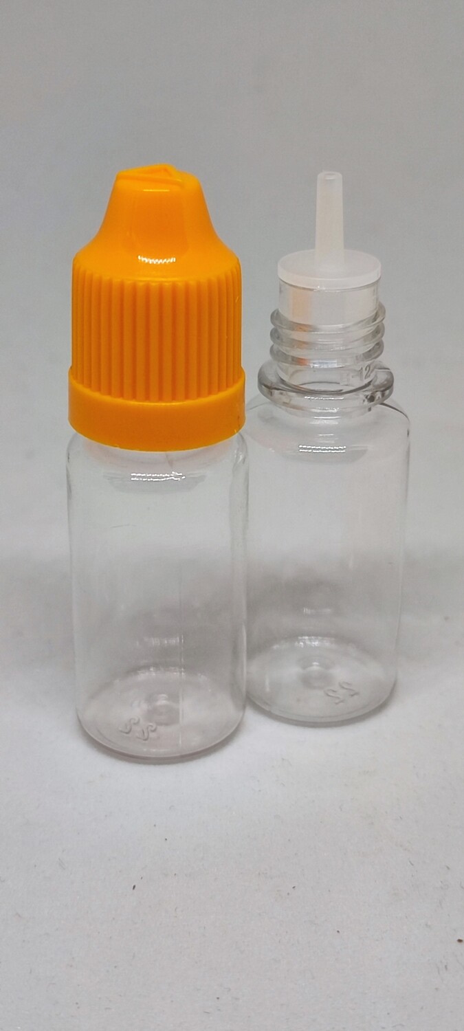10mL Sample Dropper CLEAR PET(Plastic) LIGHT ORANGE CAP - with Childproof Cap