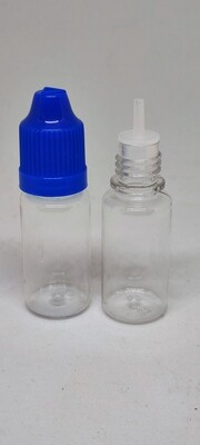 10mL Sample Dropper CLEAR PET(Soft Plastic) BLUE CAP - with Childproof Caps