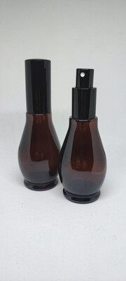 50ml Amber Glass (Ladies Waist) Bottle with BLACK Atomiser - Single Buy