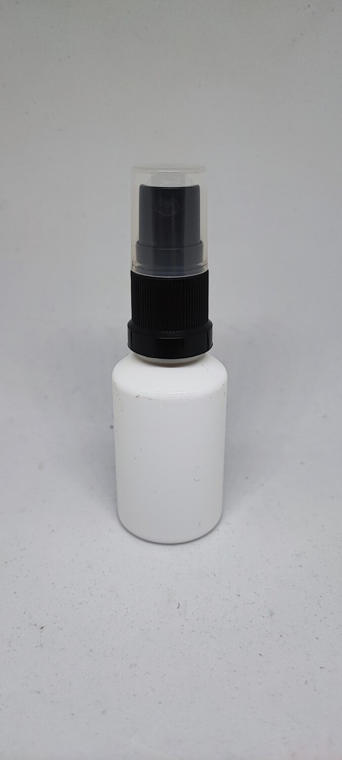 30mL Round WHITE PET (Plastic) with Black Spritzer with clear overcap - SINGLE BUY
