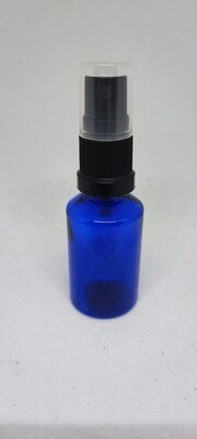 30mL Round COBALT BLUE PET (Plastic) with Black Spritzer with clear overcap - SINGLE BUY