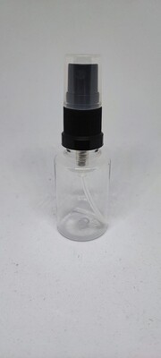 30mL Round Clear PET (Plastic) with Black Spritzer with clear overcap - SINGLE BUY