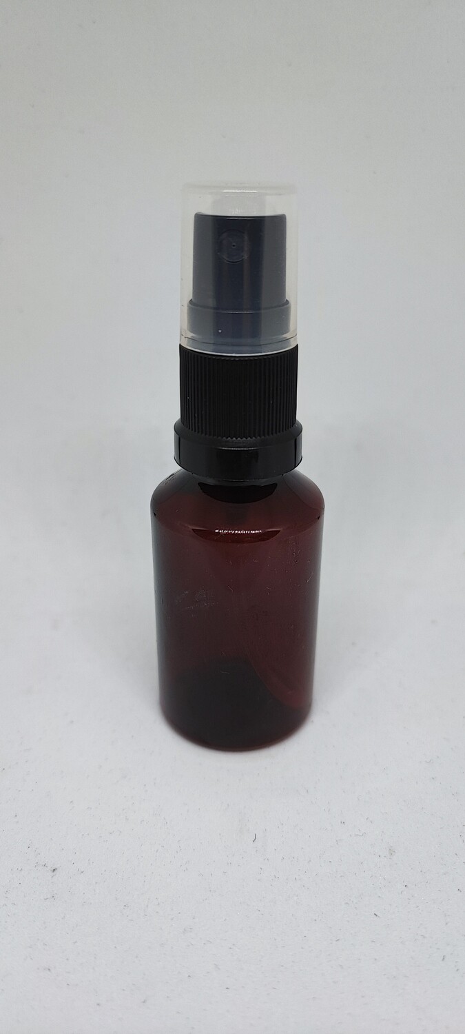30mL Round AMBER PET (Plastic) with Black Spritzer with clear overcap - SINGLE BUY