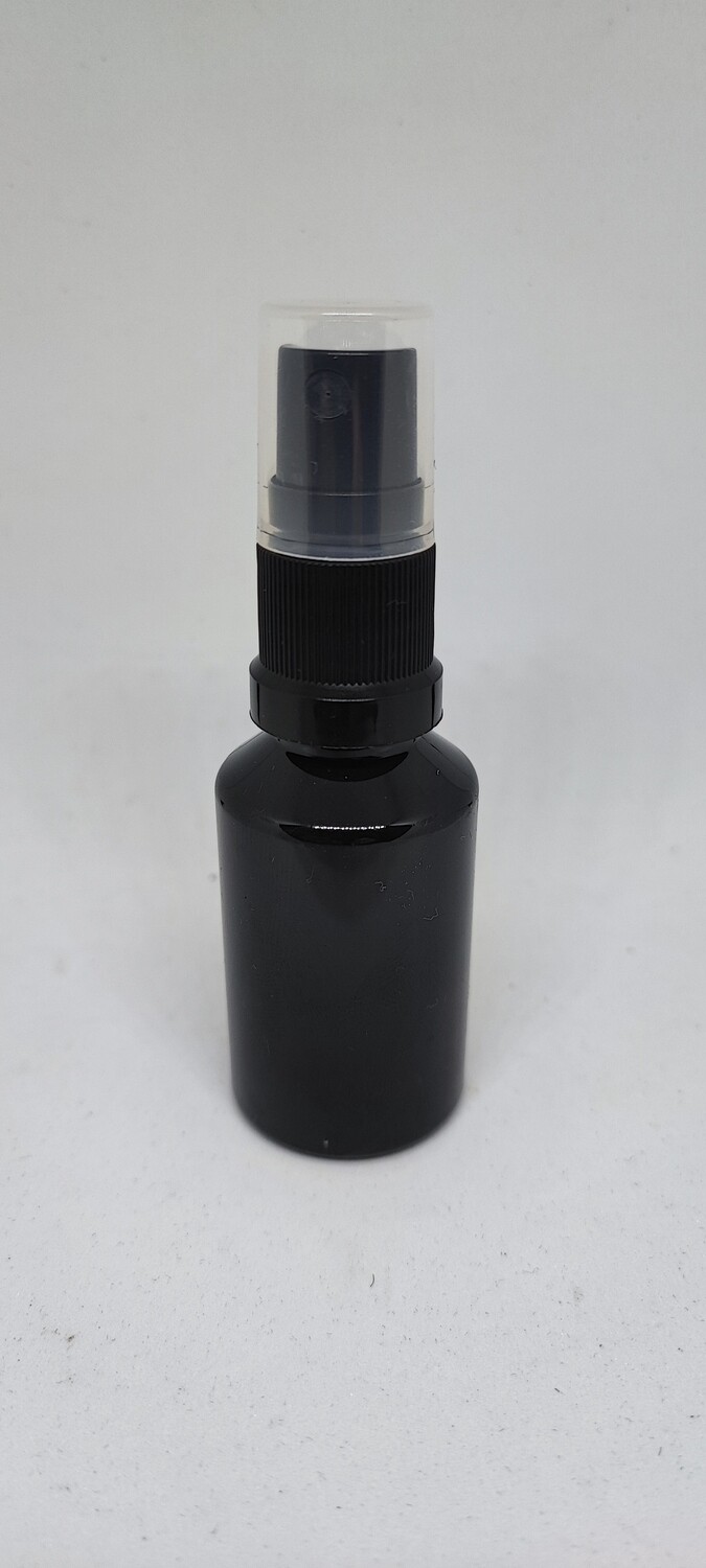 30mL Round BLACK PET (Plastic) with Black Spritzer with clear overcap - SINGLE BUY