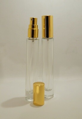 10mL Elegant THICK QUALITY Clear GLASS Atomiser with Gloss Gold Overcap
