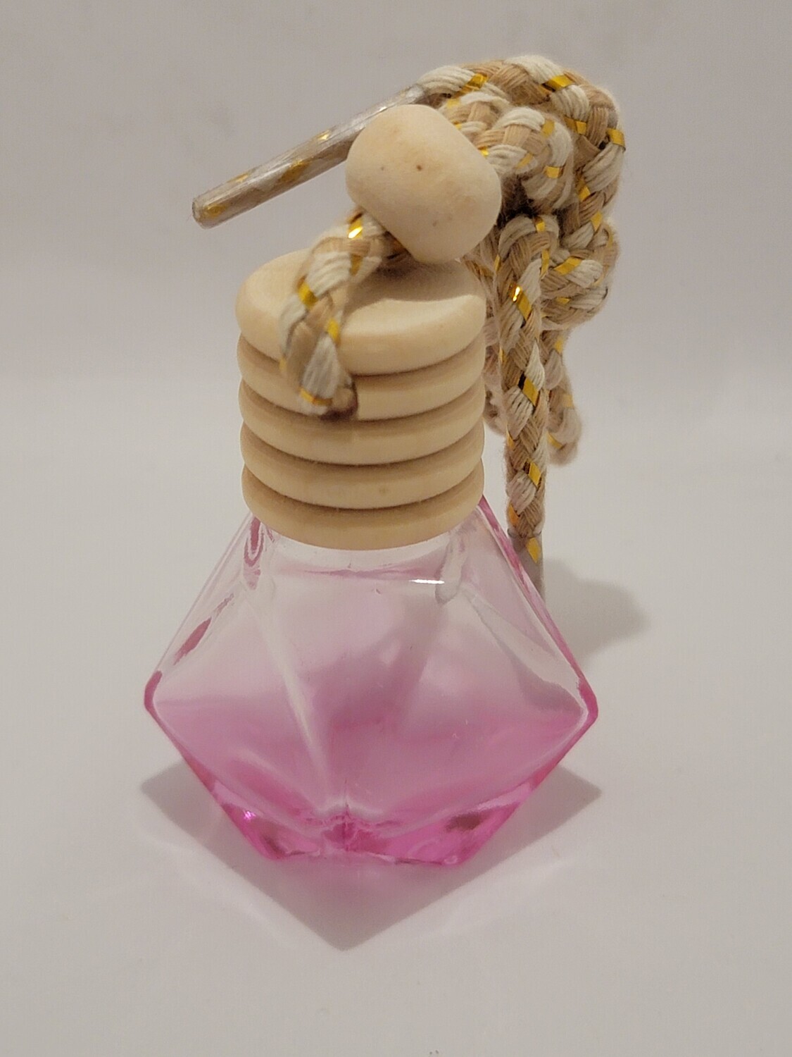 8ml Car Diffuser with Multi Facet PINK Glass and Timber Overcap