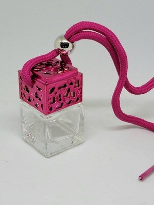 8ml Car Diffuser with SQUARE HOT PINK Glass  Over cap