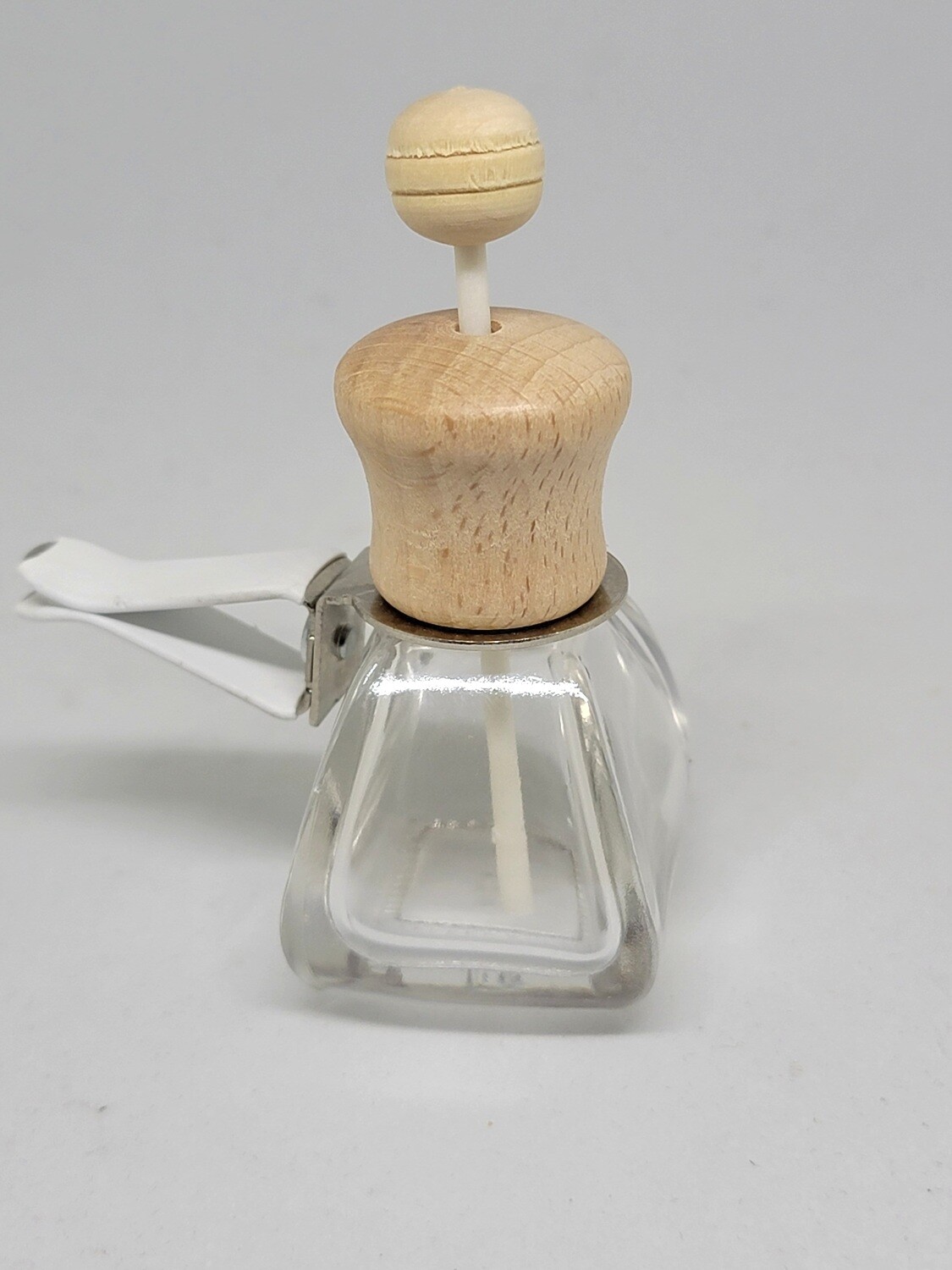 8ml Car Diffuser with CLEAR Glass and Lollypop Timber Overcap Vent Suitable