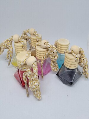 8ml Car Diffuser with Multi Facet MIXED COLOURS Glass and Timber Overcap - BULK PACK MIXED COLOURS - 50 PCS