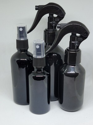 BLACK GLASS & PET(Plastic) BOTTLE SPRAY KIT - 4 BOTTLE SET