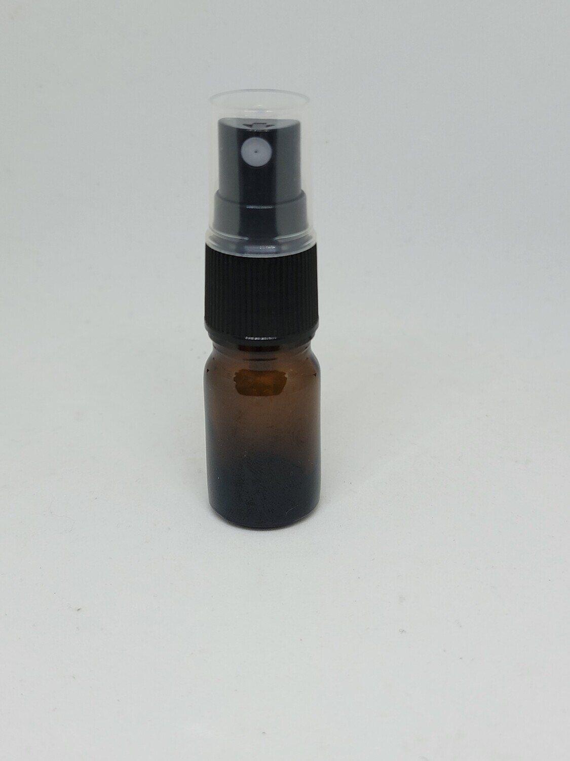 5ml AMBER GLASS Boston 18mm Neck Bottle + BLACK SPRITZER/ ATOMISER with over cap- Single