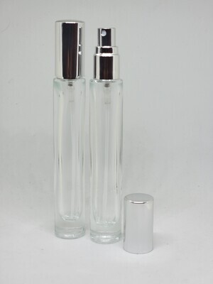 8mL Elegant THICK QUALITY Clear GLASS Atomiser with CHOICE OF Silver or Gold Overcap