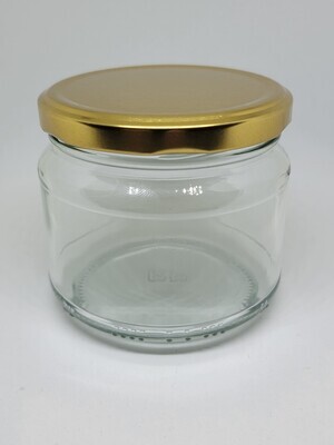 300mL Wide Mouth Glass Jar with FREE GOLD 82mm Twist On Metal cap Carton - 48 Pcs