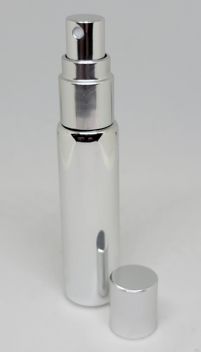 10mL Mini SILVER Elegant Glass Atomiser with Silver Over Cap
