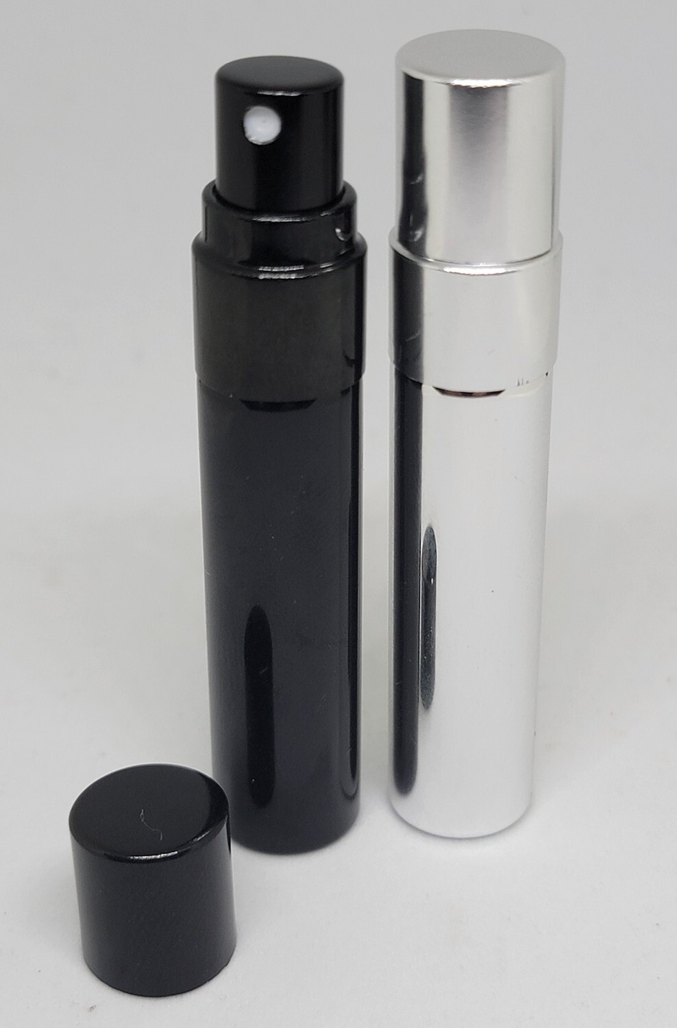 5mL Mini BLACK Elegant Glass Atomiser with Silver Over Cap