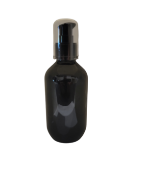 200ml Black Veral (PET) Plastic with 24410 Neck BLACK SERUM PUMP & CLEAR OVERCAP - Single Buy