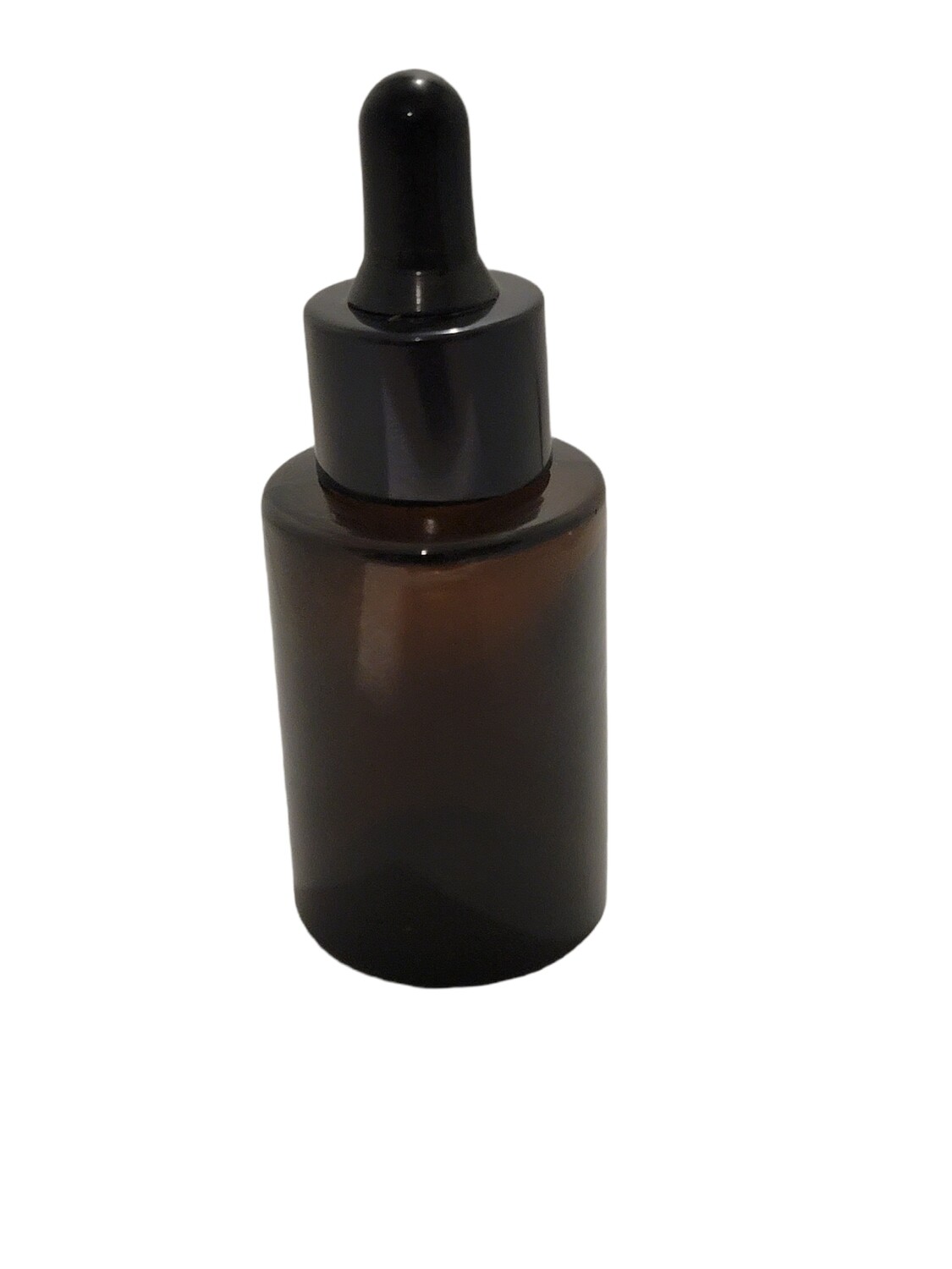 30mL AMBER Square Shoulder Glass Dropper Bottle with BLACK Teat & 20mm Gloss Cap
