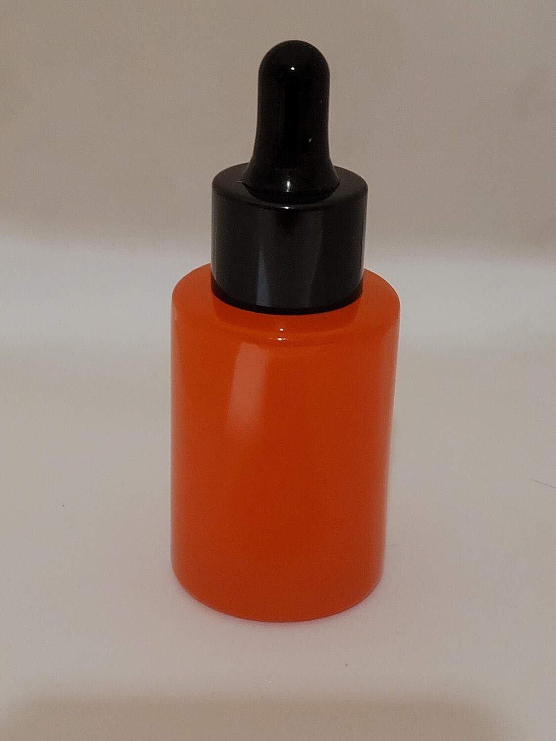 30mL BURNT ORANGE (Coated) Square Shoulder Glass Dropper Bottle with BLACK Teat & 20mm Gloss Cap