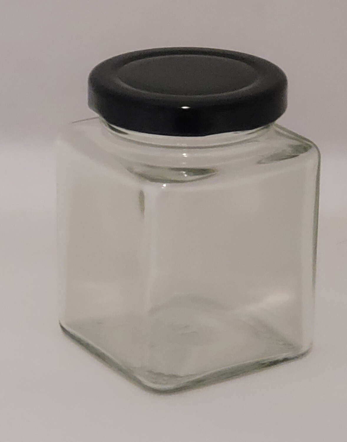 100ml Square Glass Jar with FREE and BLACK TWIST Cap - Single Buy