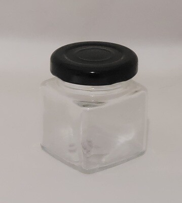 50ml Square Glass Jar with FREE and BLACK TWIST Cap - Single Buy