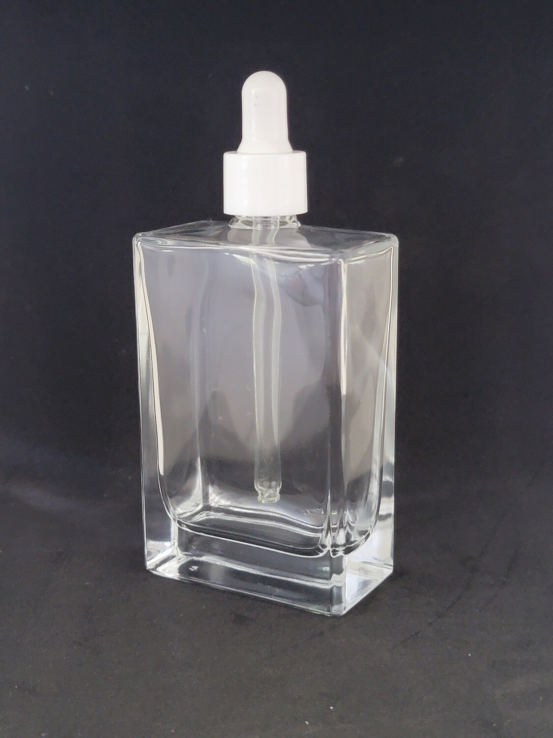 100ml Rectangle Clear Glass Dropper Bottle with White Teat White  Cap & Dropper BULK 10 Pcs