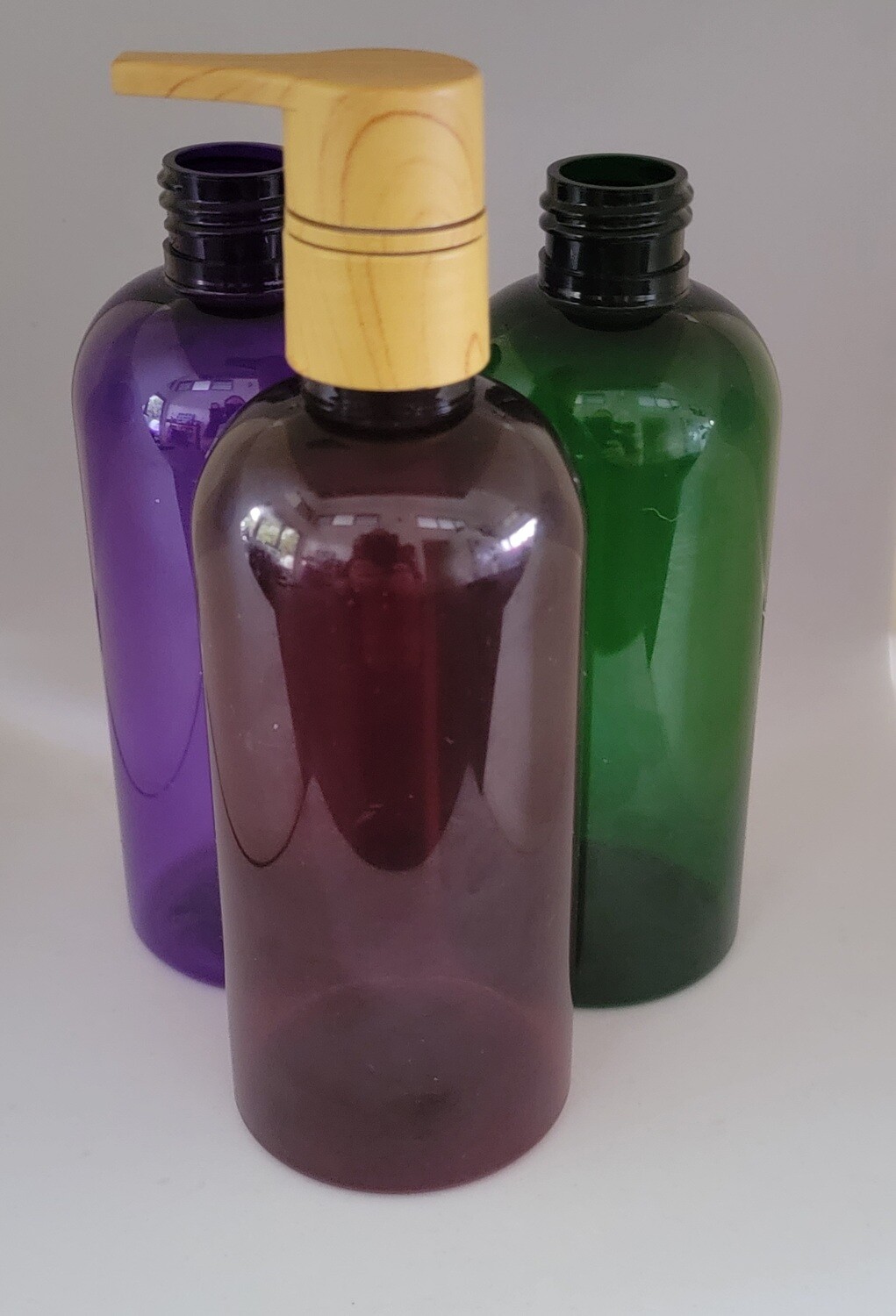 250mL PET1(Plastic♲) 24mm Neck Bottles with TIMBER LOTION - Bulk Pack of 25 - SELECT FROM 6 COLOURS